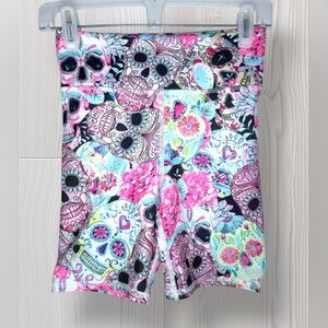 EVCR Women’s Colorful Skull Floral Athletic Biker Shorts